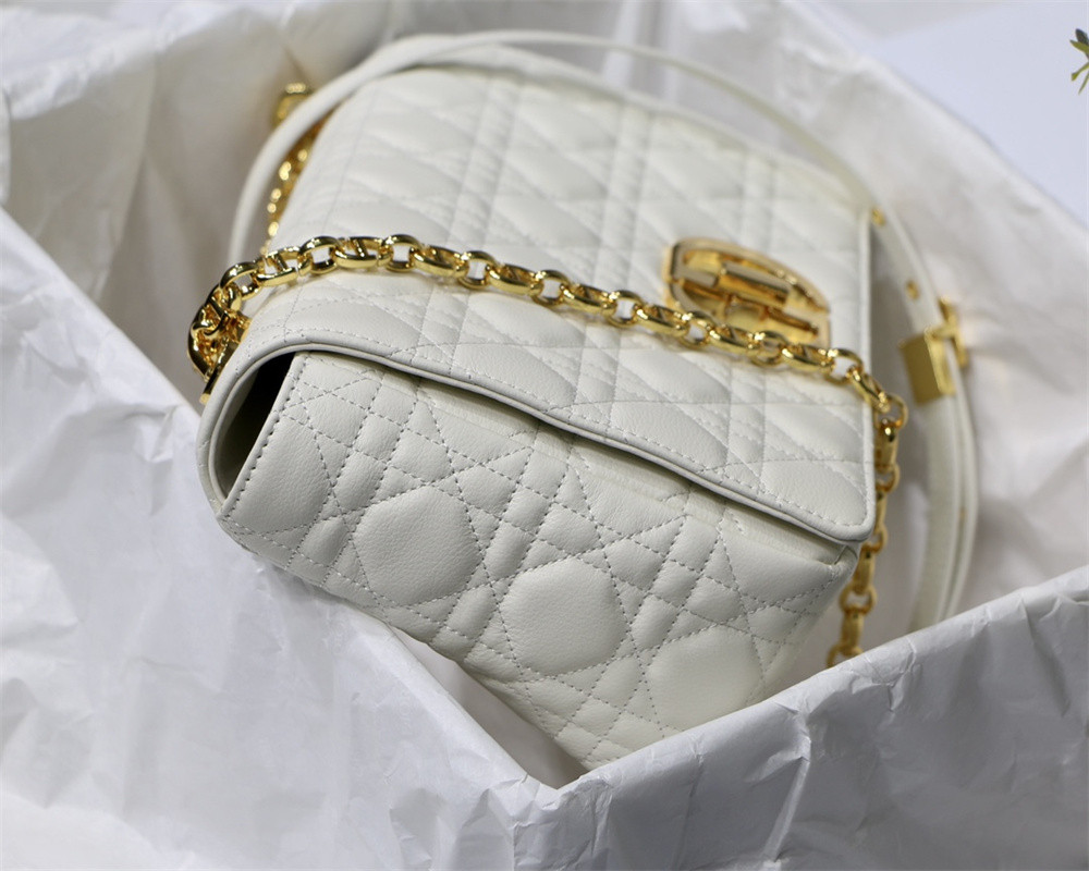 MEDIUM D10r CARO BAG Ivory S*pple Cannage Calfskin 25.5 x 15.5 x 8 cm