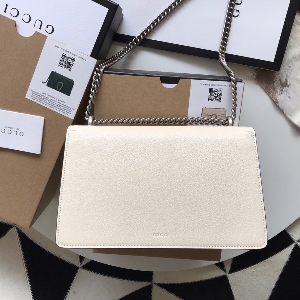 Gvc*1 DIONYSUS LEATHER SMALL RECTANGULAR BAG WHITE 28x17x9cm