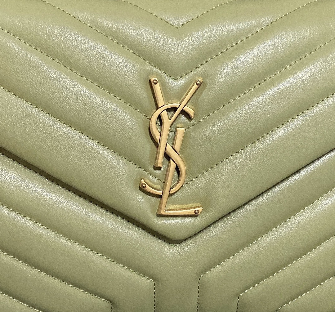 Y51 LOULOU MEDIUM IN QUILTED LEATHER GREEN 12.5 X 8.6 X 3.5 INCHES
