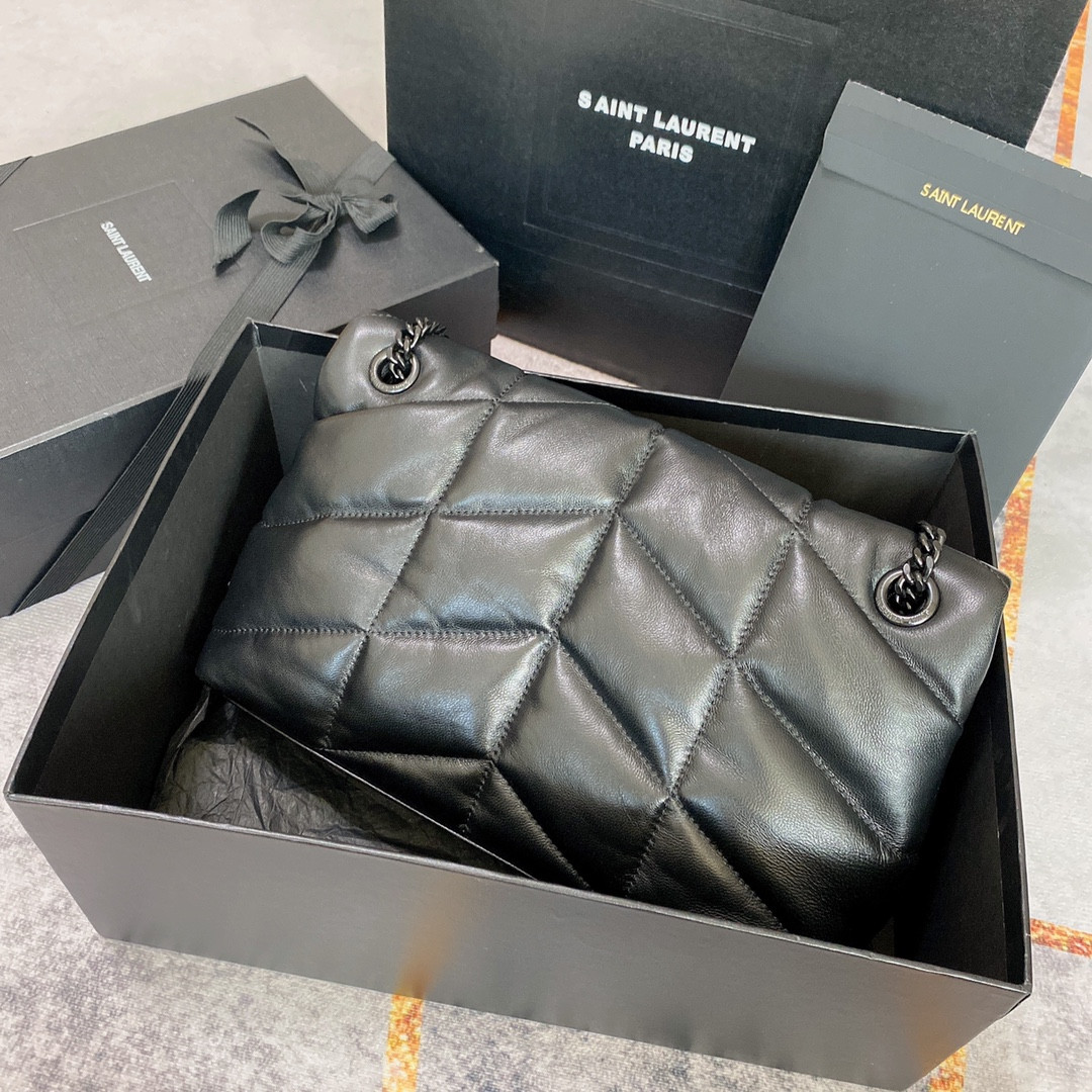 Y51 PUFFER SMALL IN NAPPA LEATHER ALL BLACK 11.4 X 6.6 X 4.3 INCHES