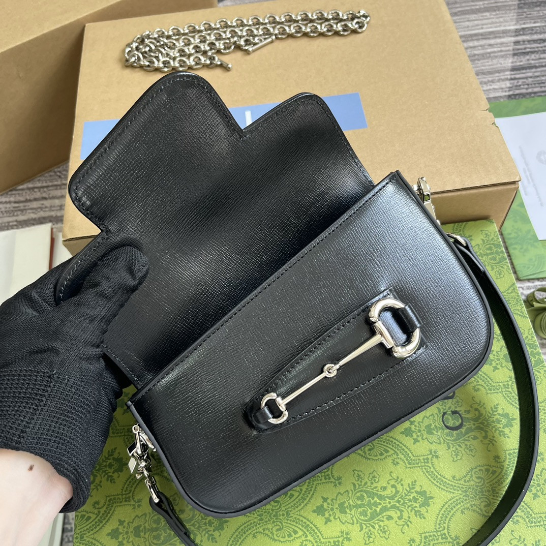 Gvc*1 HORSEBIT 1955 MINI SHOULDER BAG BLACK 7.7"W x 5-3.1"H x 2.4-1.2"D