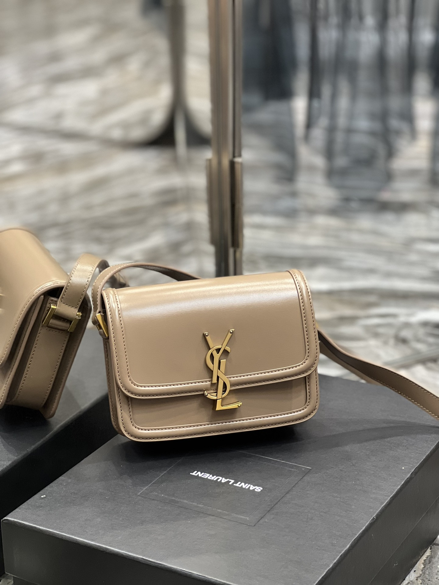 Y51 SOLFERINO SMALL SATCHEL IN BOX Sa1nt Lau*nt PINK 7.4 X 5.1 X 1.9 INCHES