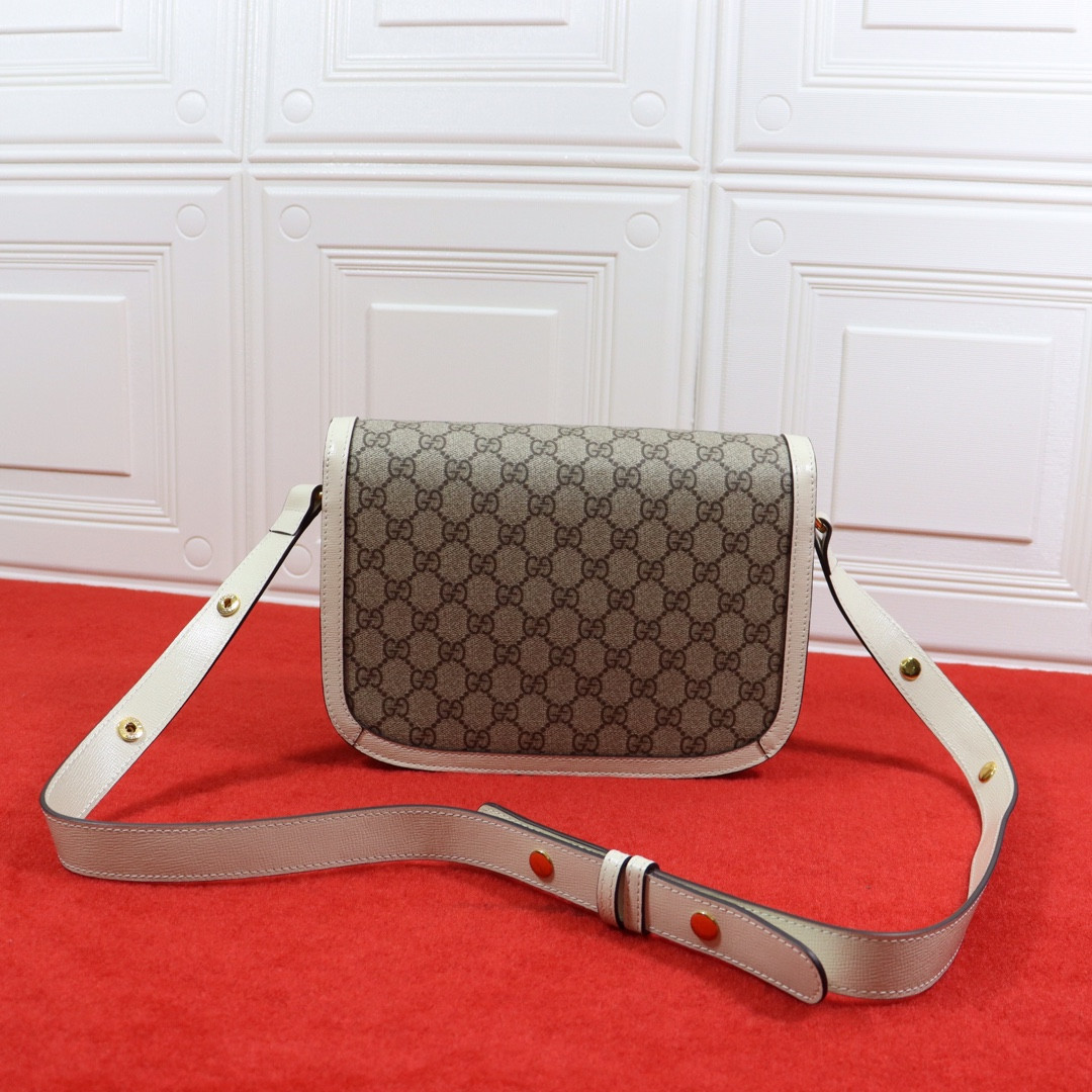 Gvc*1 HORSEBIT 1955 SHOULDER BAG GRAY WHITE 9.8"W x 7"H x 3.1"D