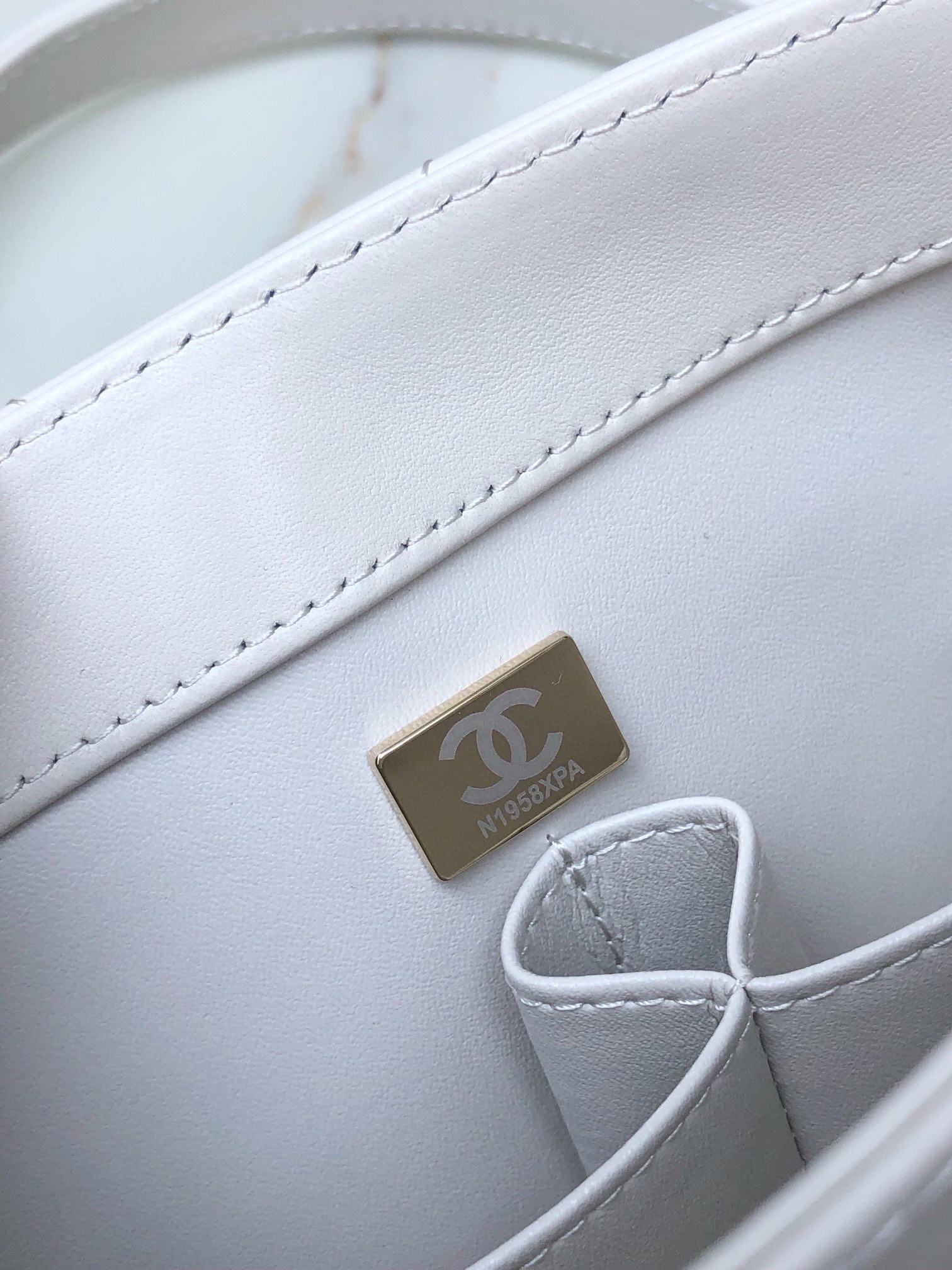 Ch**el FLAP BAG WITH TOP HANDLE 6.6 × 9.8 × 4.7 in