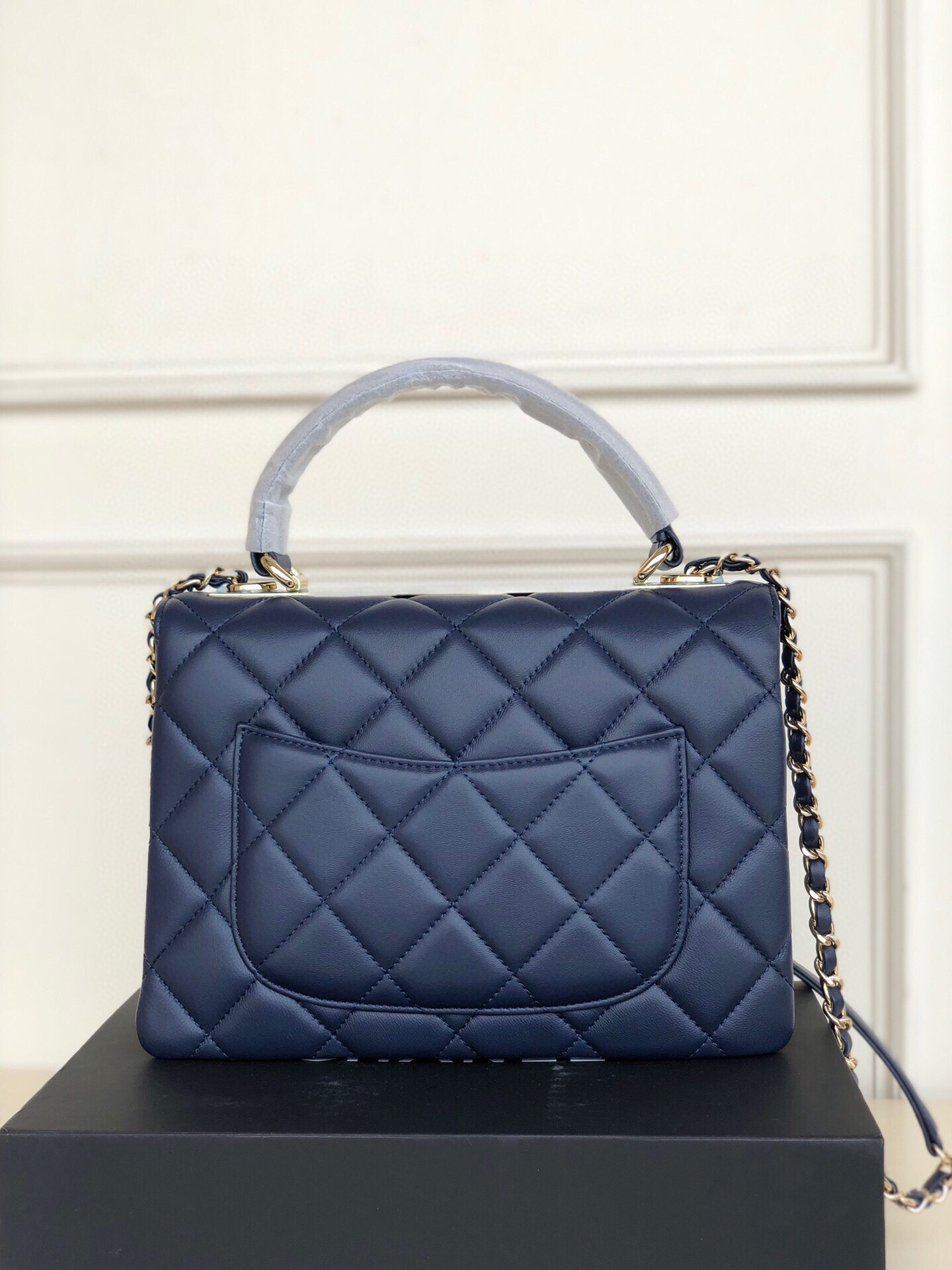 Ch**el FLAP BAG WITH TOP HANDLE 6.6 × 9.8 × 4.7 in