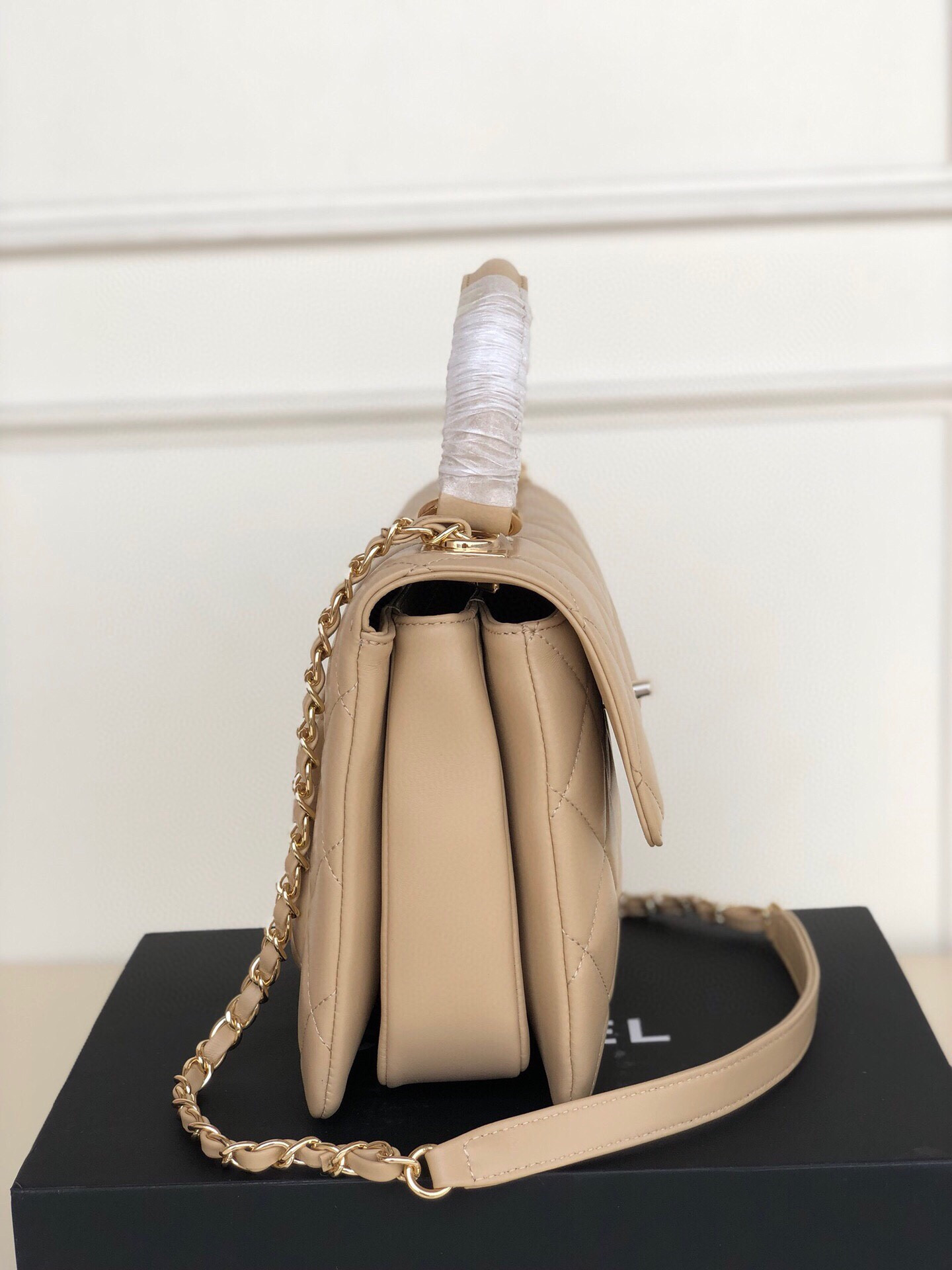 Ch**el FLAP BAG WITH TOP HANDLE 6.6 × 9.8 × 4.7 in