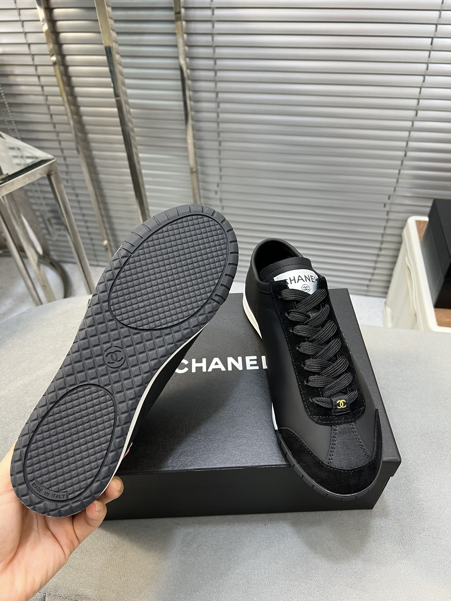 UA Ch**el SNEAKERS Calfskin & Suede Calfskin Black