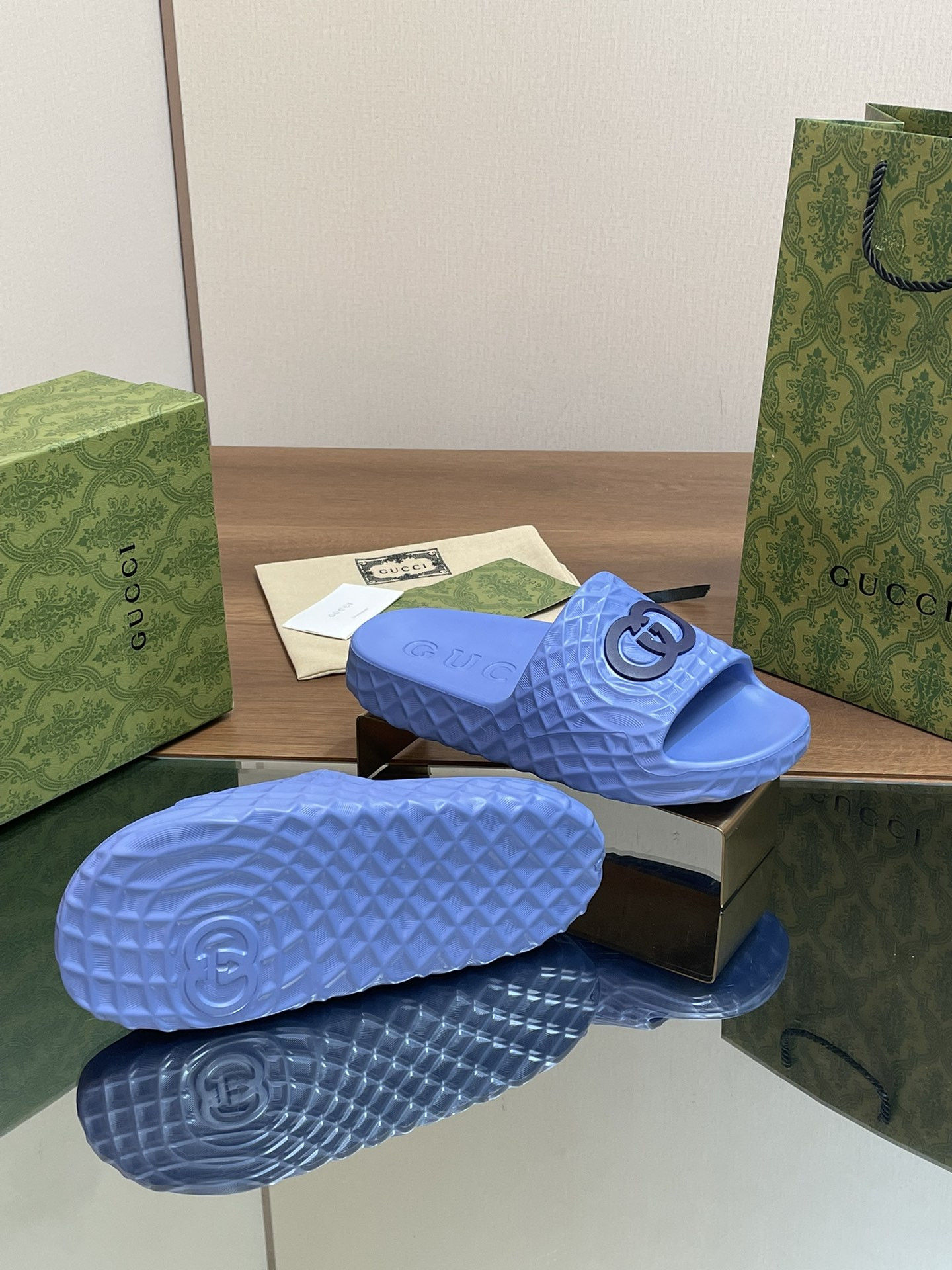 UA Gvc*1 INTERLOCKING G SLIDE SANDAL Blue
