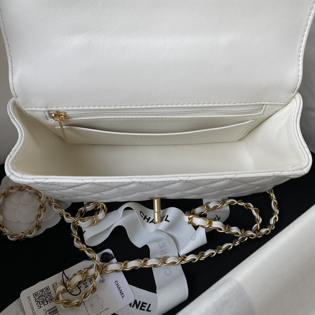 Ch**el MINI CLASSIC HANDBAG WITH TOP HANDLE 12 × 20 × 6 CM