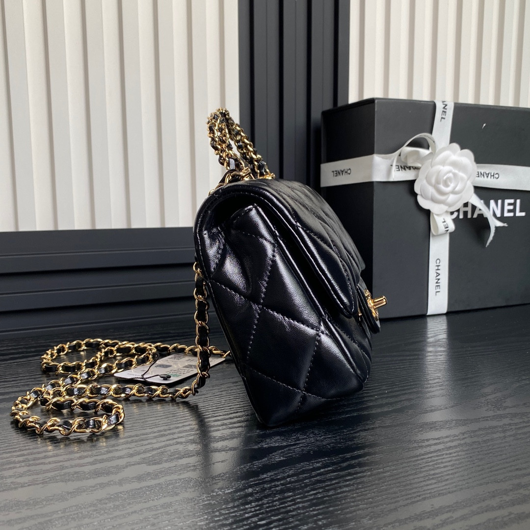 Ch**el MINI FLAP BAG WITH TOP HANDLE 14×19×8.5cm