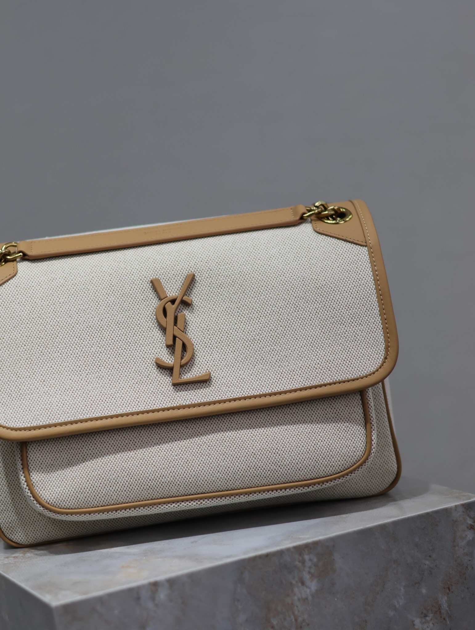 Y51 NIKI MEDIUM IN Calfskin Cotton and Linen 28x20x8.5cm