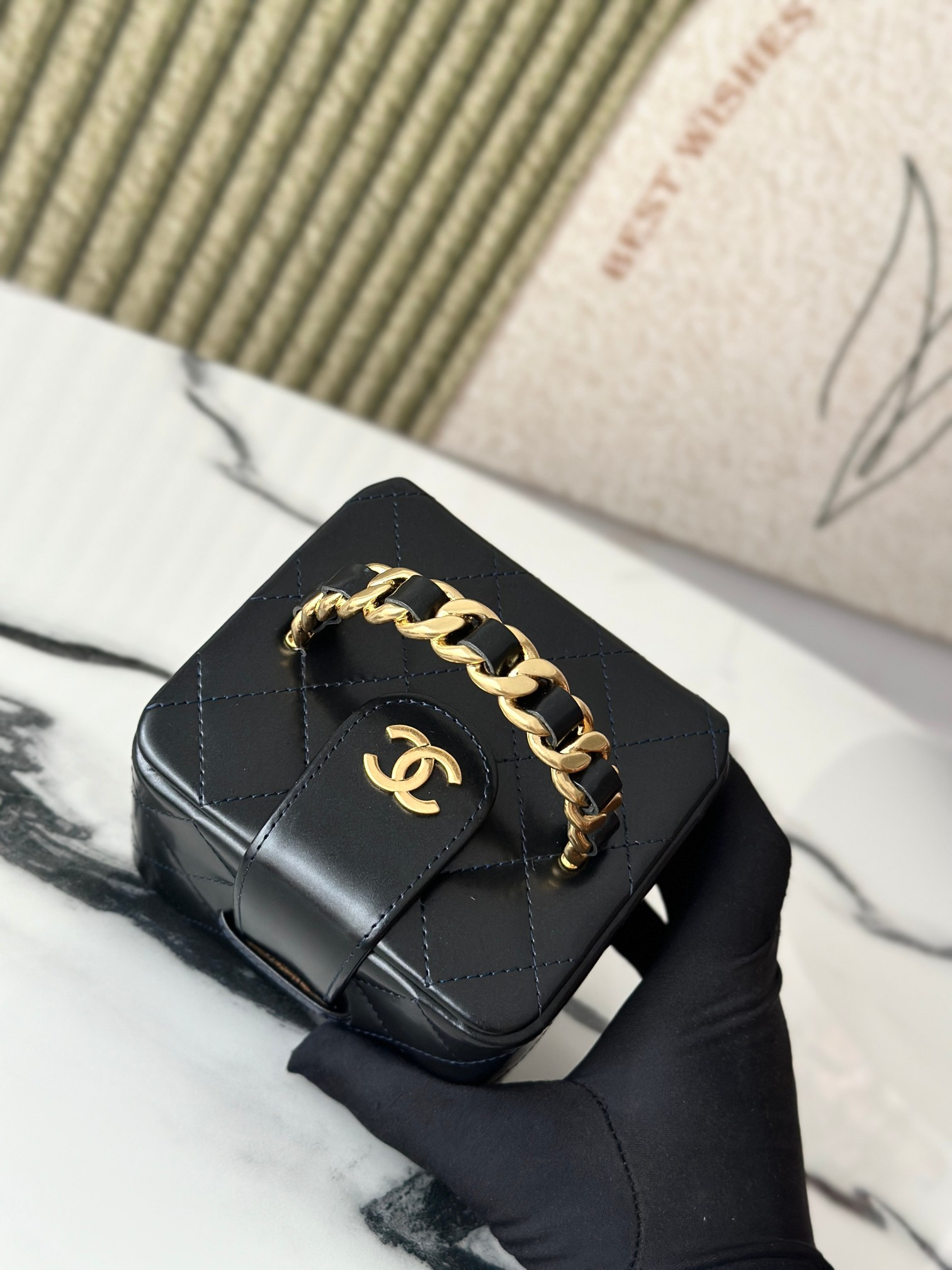 Chanel Vintage Cosmetic Bag 11x9.5x8.5cm