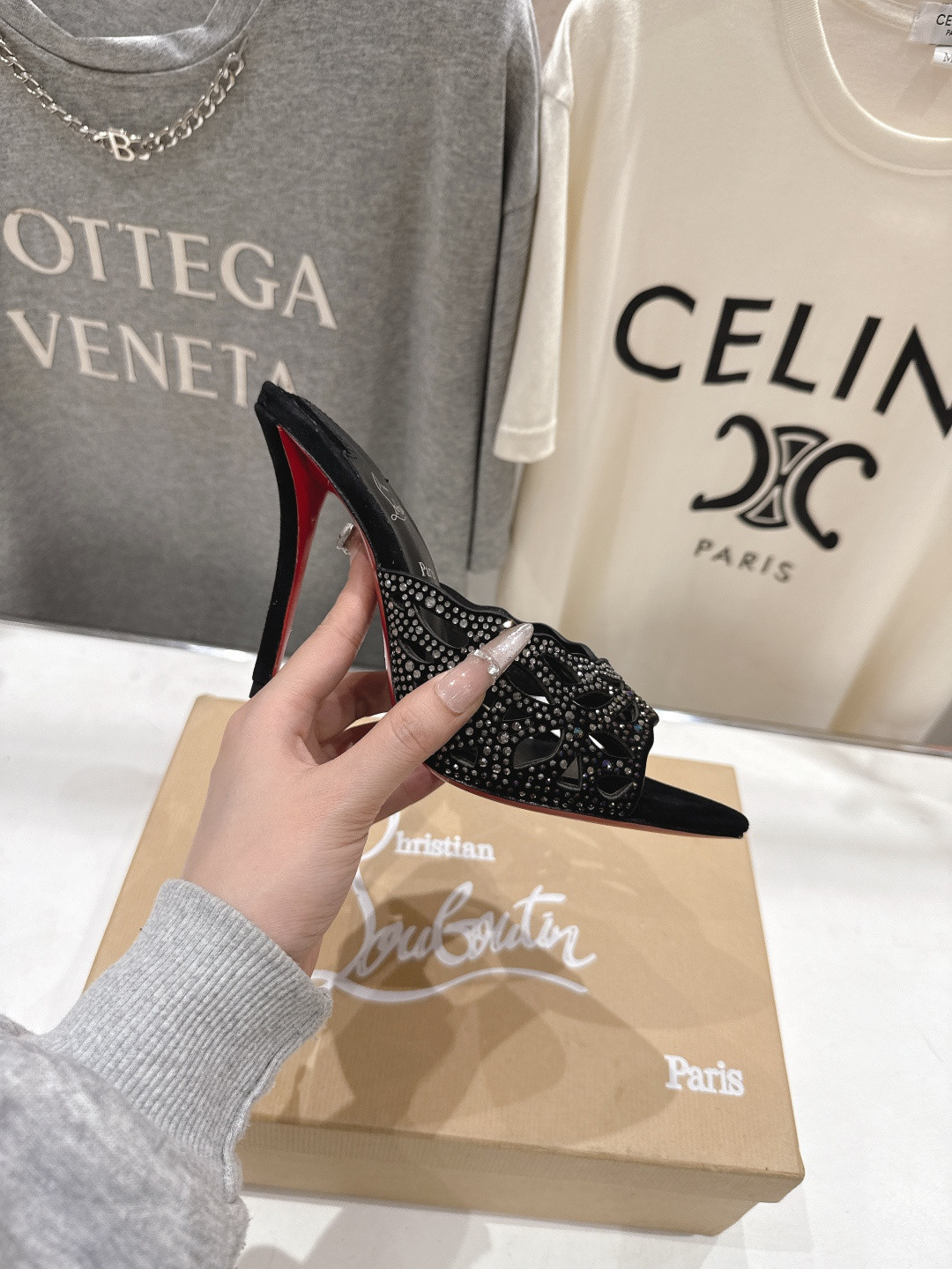 ua Chr1st1an louboutin lasera strass mule 10cm heel