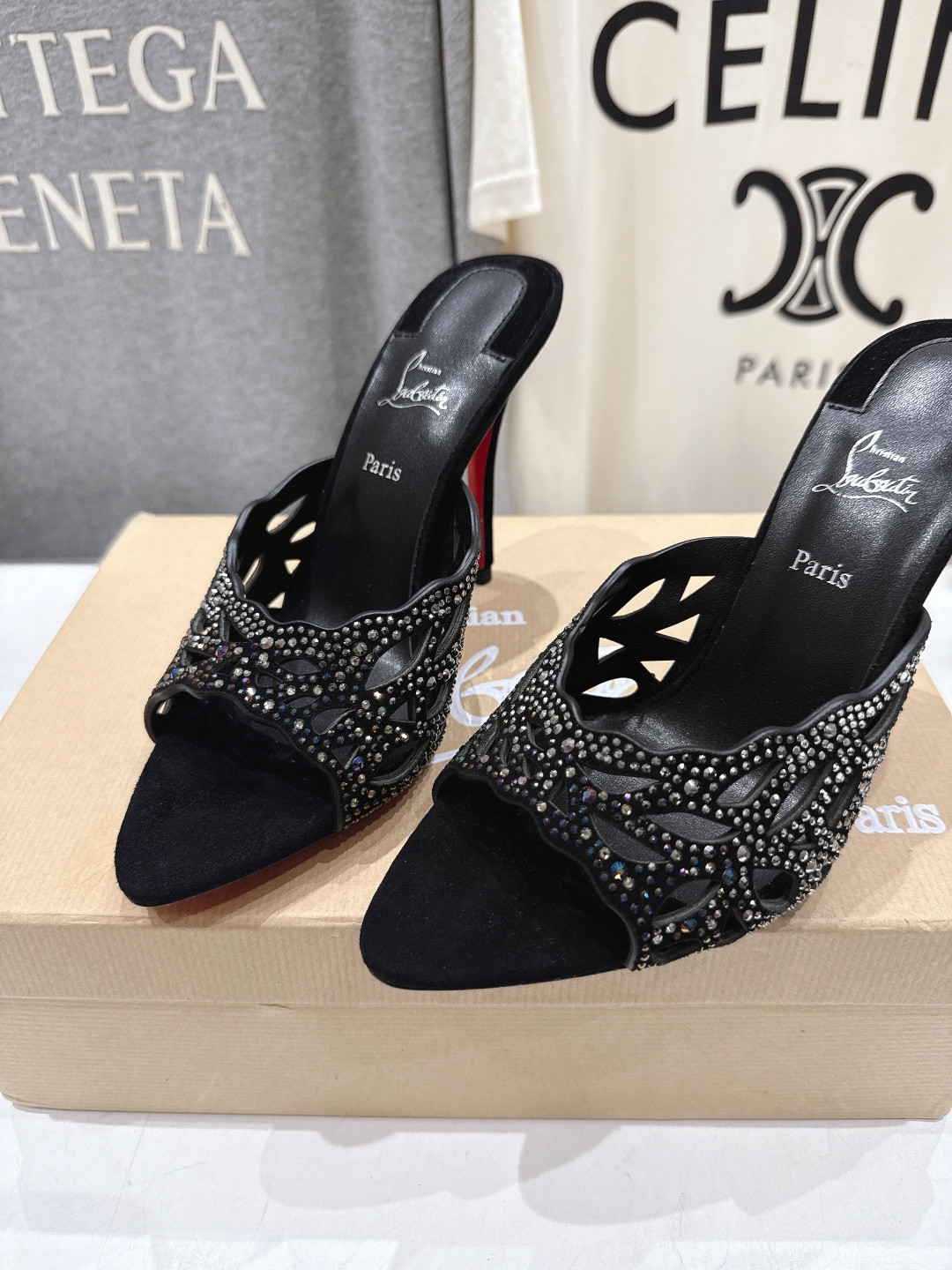ua Chr1st1an louboutin lasera strass mule 10cm heel