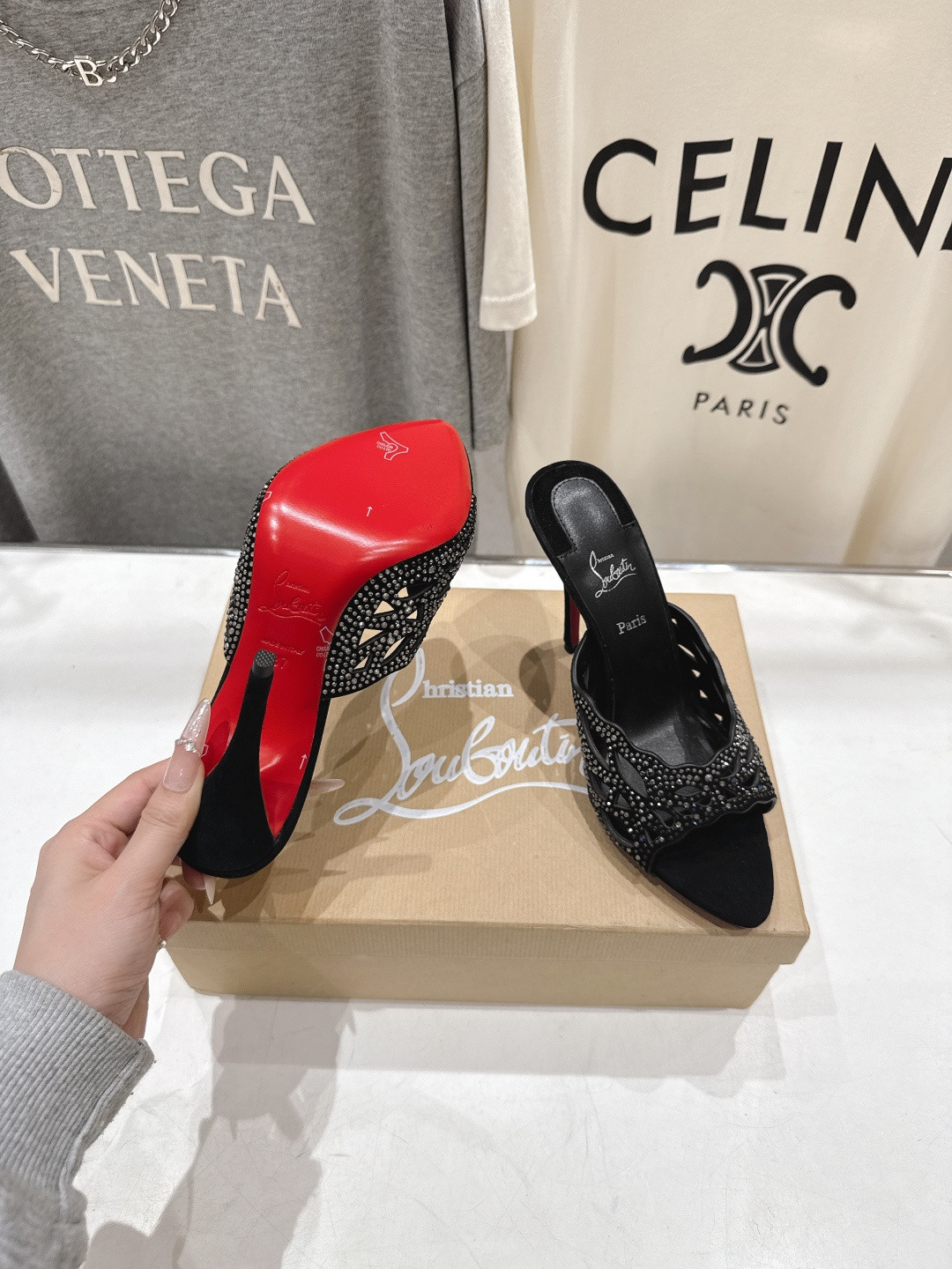 ua Chr1st1an louboutin lasera strass mule 10cm heel