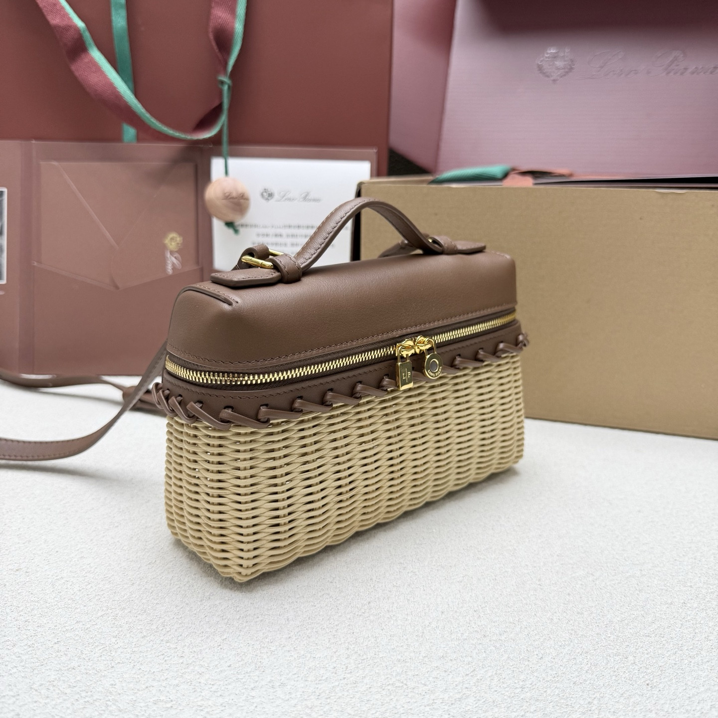 Loro Piana Extra Pocket L19 Wicker Bag 19 x 11.5 x 7cm