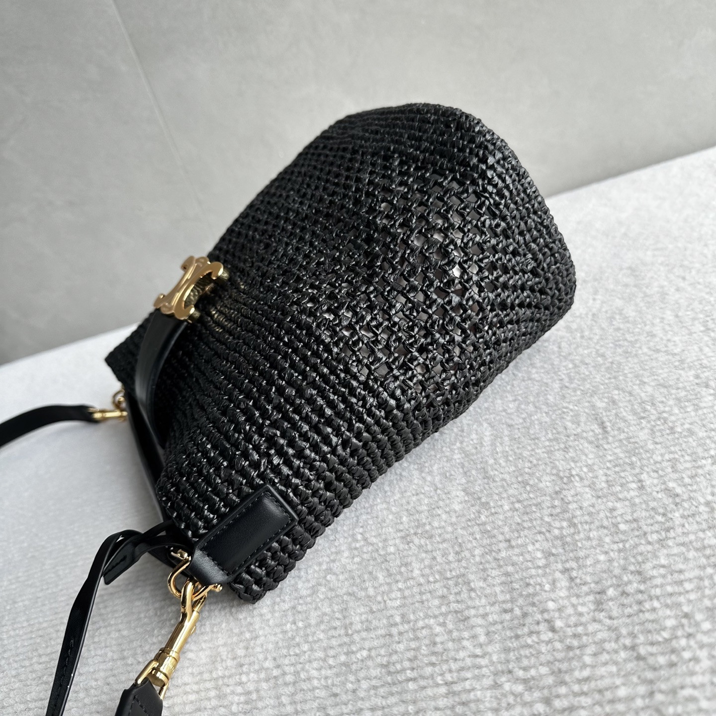 Celine LOUISE medium bucket bag made of plant materials and cow leather 23.5x24x16cm
