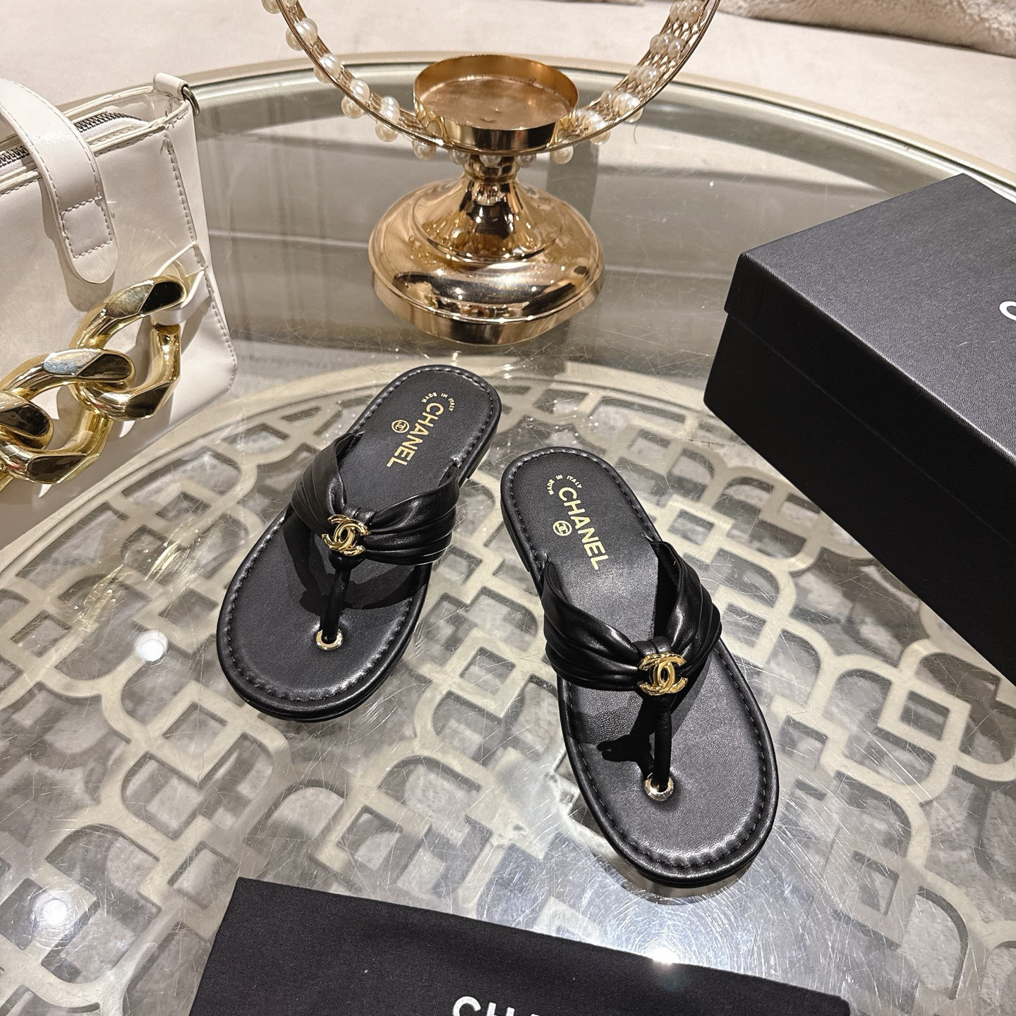 UA Chanel Thongs Slides