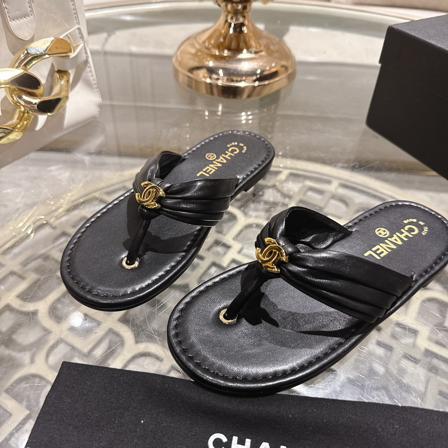 UA Chanel Thongs Slides